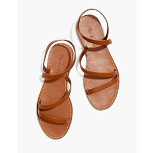 new MADEWELL cognac brown leather Boardwalk anklet strap walking sandals